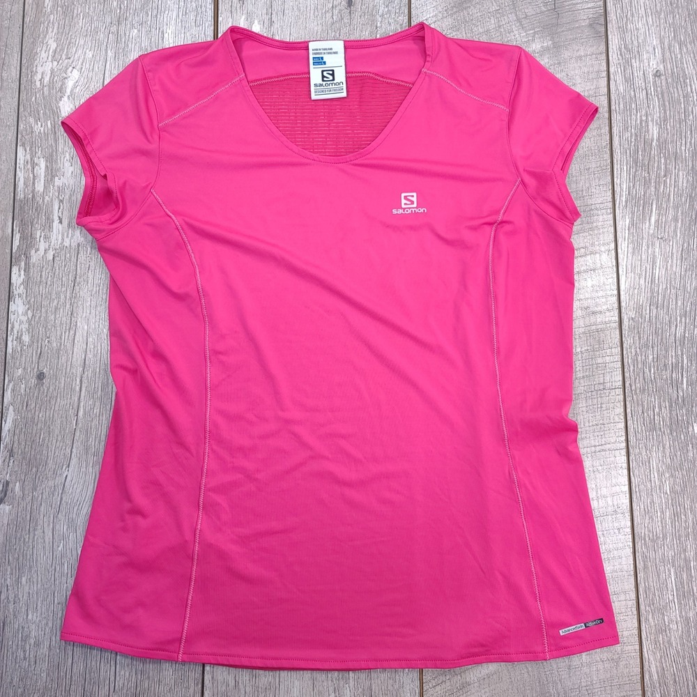 Salomon Active Top Women Large Pink Short Sleeve AdvancedSkin ActiveDry Shirt